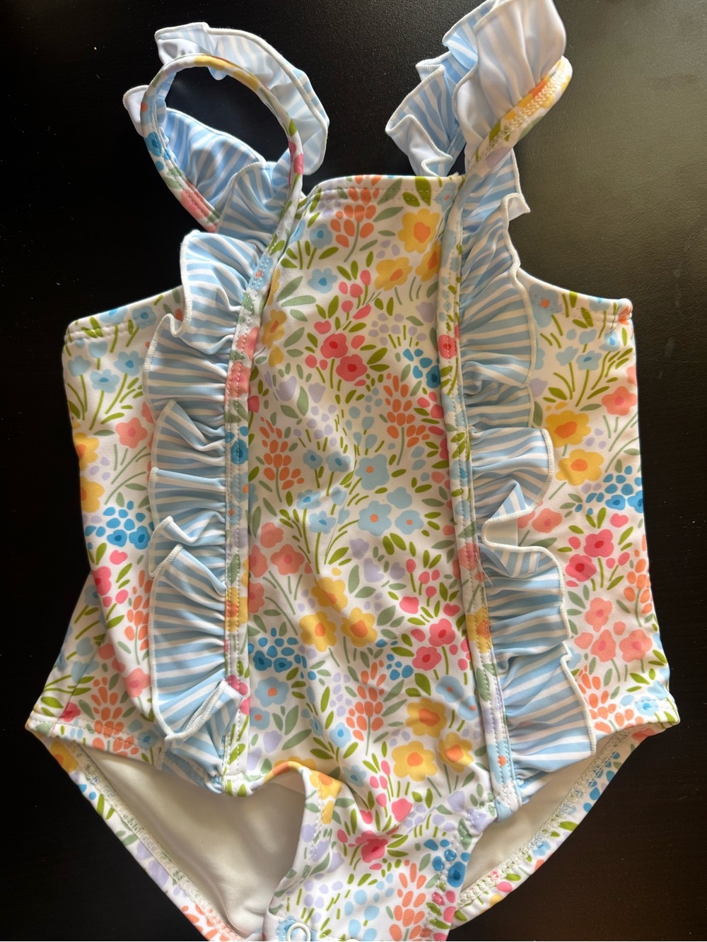 Stitchy Fish Floral Meadow Ruffle One-Piece Swimsuit 18M
